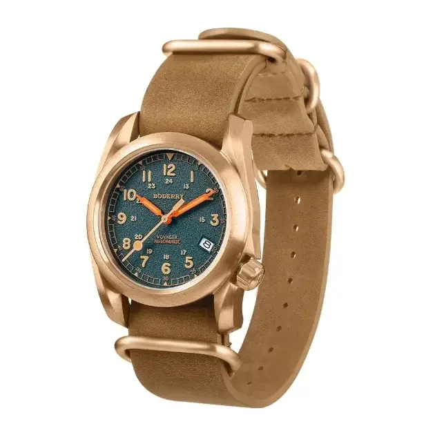 BODERRY – montre automatique pour hommes, 40MM, Bronze, mécanique, militaire, étanche 10ATM, saphir C3 lumineux NH35