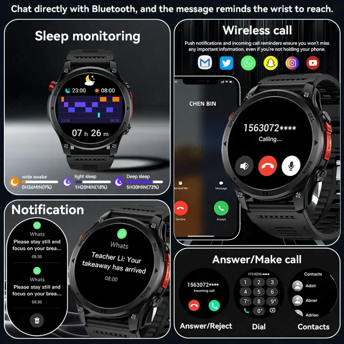 Montre connectée GPS pour l'extérieur, navigation par trajectoire, écran HD 1,46 pouces, plus de 100 modes sportifs, étanche IP68, 530 mAh, boussole pour Android iOS