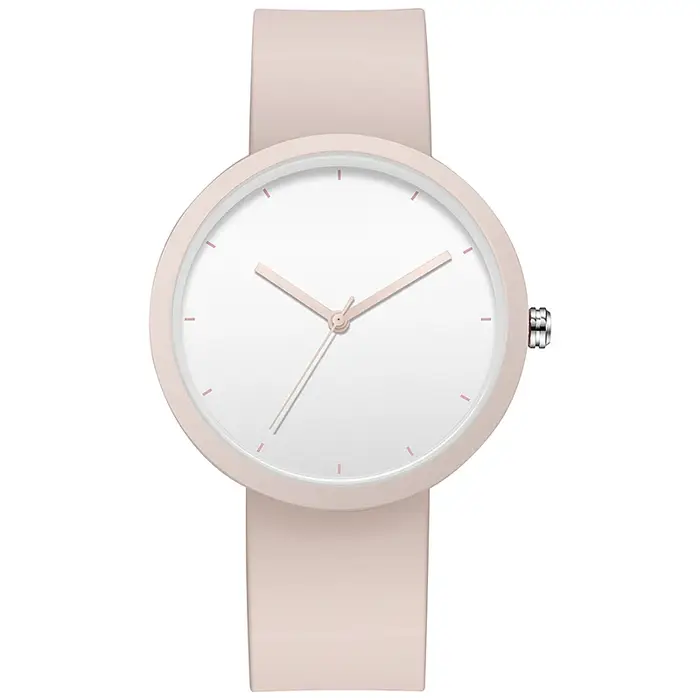 Montre minimaliste pour femme, boîtier 41 mm avec bracelet en caoutchouc finition PVD