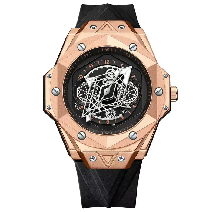 Montre-bracelet à quartz lumineuse pour homme avec bracelet en silicone