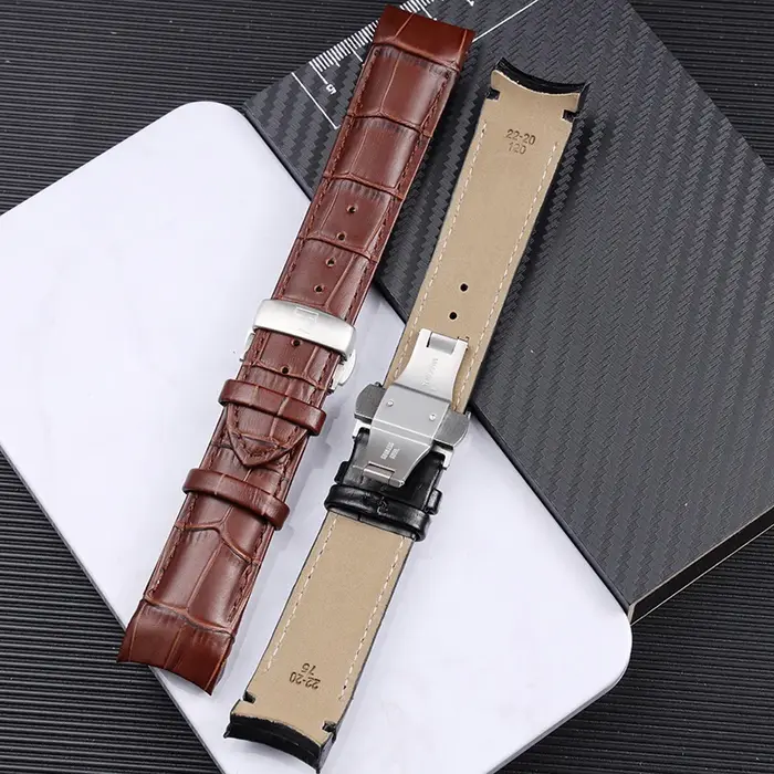 Bracelet de montre en cuir véritable pour homme