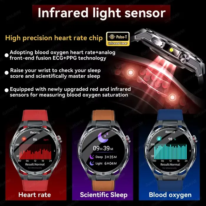 Montre connectée ECG AMOLED pour hommes