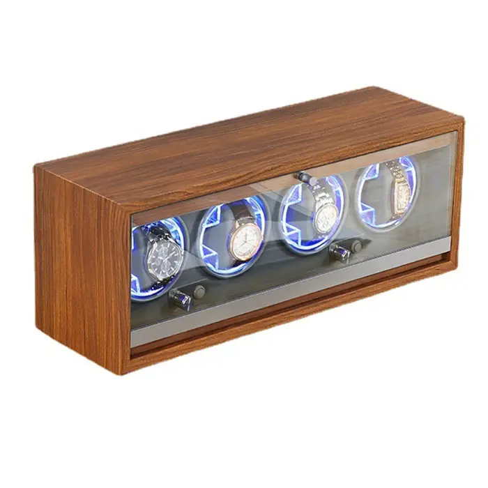 Remontoir de montre vertical domestique, boîte d'évaluation à quatre positions, montres mécaniques, dispositif de remontoir rotatif automatique avec lumière LED