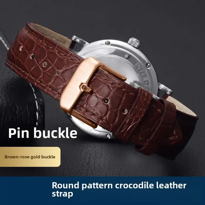 Bracelet de montre peau de Crocodile 16mm 18mm 20mm 22mm 23mm 24mm hommes femmes noir marron
