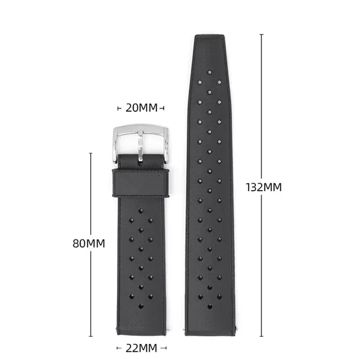 Bracelet de montre FKM de STYLE TROPIQUE classique 18mm 20mm 22mm