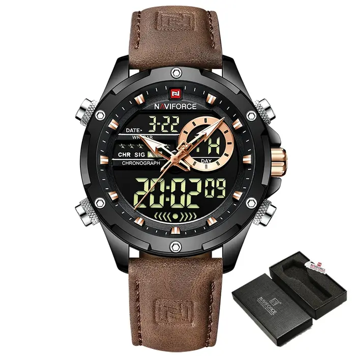 NAVIFORCE numérique hommes montre militaire étanche montre-bracelet LED Quartz horloge Sport