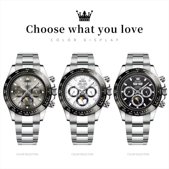 OLEVS 6654 montres pour hommes de marque supérieure montre mécanique automatique de mode classique pour homme calendrier complet Phase de lune étanche