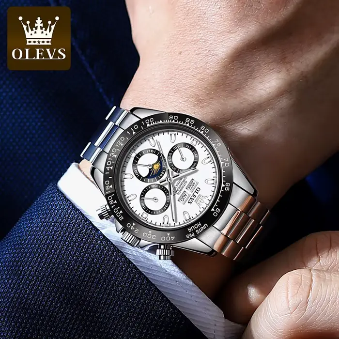 OLEVS 6654 montres pour hommes de marque supérieure montre mécanique automatique de mode classique pour homme calendrier complet Phase de lune étanche