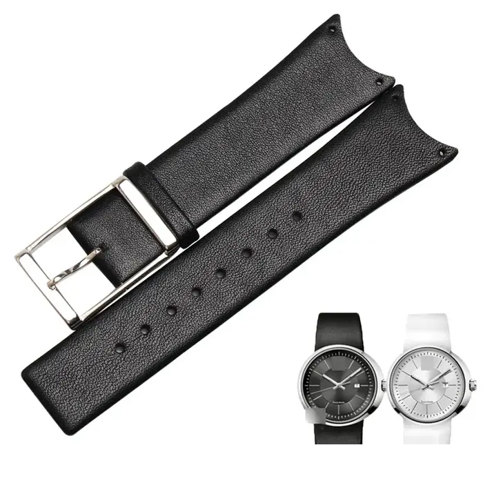MAIKES Top qualité véritable bracelet de montre en cuir de veau rouge