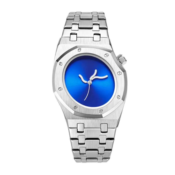 Montre à quartz pour homme, 1 pièce, élégante et luxueuse pour les affaires et les loisirs, coque irrégulière, bracelet en acier inoxydable, montre à quartz pour homme