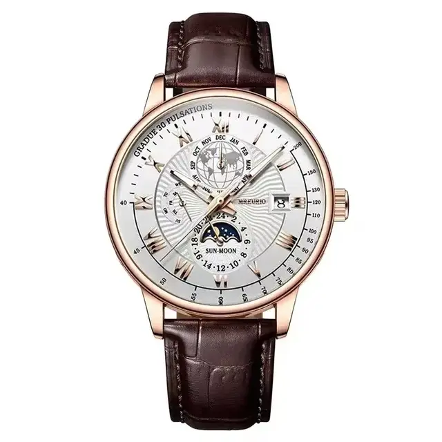 Montre à quartz de luxe pour homme, tendance, haut de gamme, légère et polyvalente, bracelet en cuir