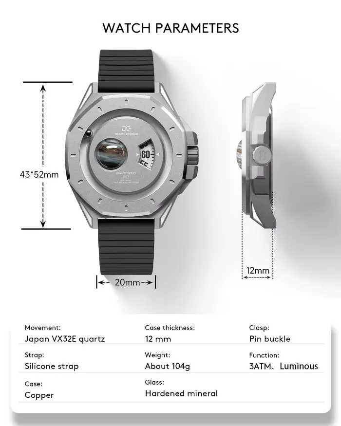 Montre pour homme Daniel Gorman 0132 Jupiter Sport - Grand boîtier