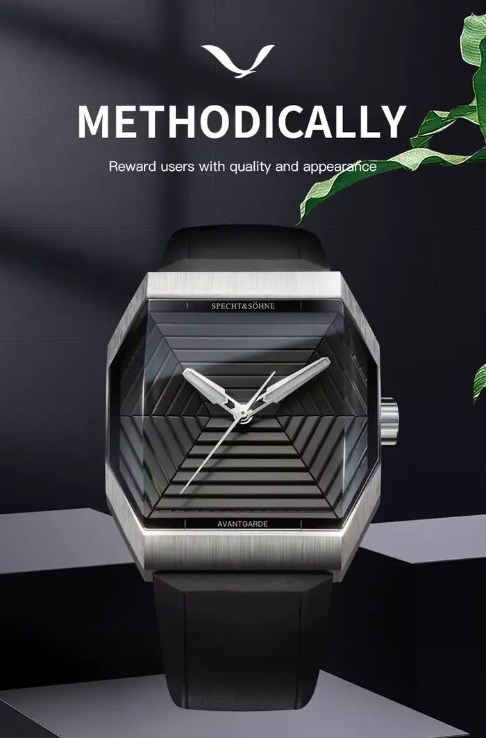SpecPrint& Söhne-Montre carrée en acier inoxydable pour homme