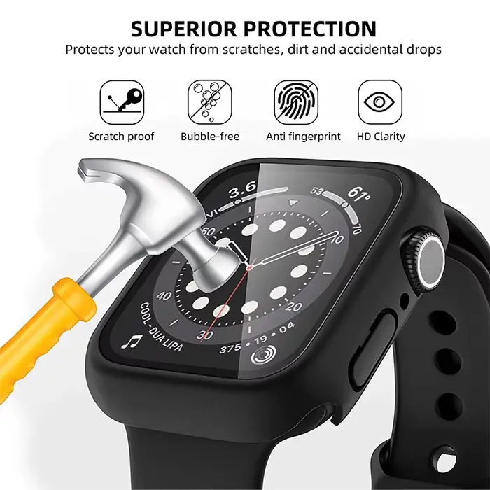 Verre trempé + couvercle pour Apple Watch série 10 9 8 7 6 5 4 SE