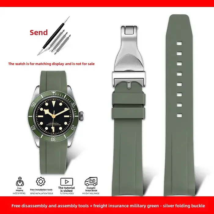 Bracelet incurvé en caoutchouc fluoré de 20MM pour Tudor 1958 Biwan 39 cadran M79030N M79018V BB58 bleu marine GMT bracelet de montre en caoutchouc FKM de haute qualité