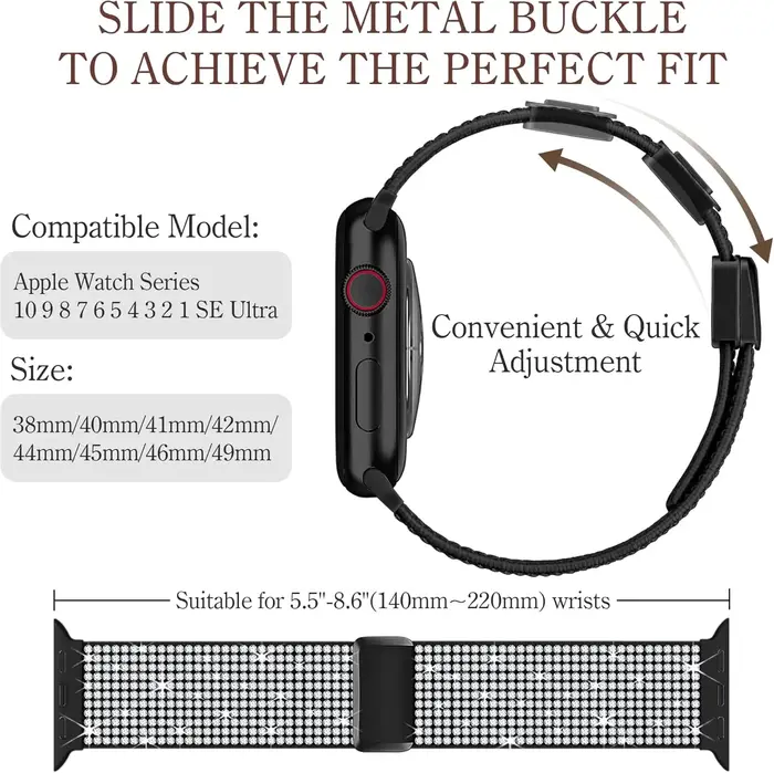 Bracelet magnétique en nylon pour Apple Watch Series 11 10 SE 9 8 7 6 5 4 3 45mm 46mm 42mm 41mm 40mm Sport pour iWatch