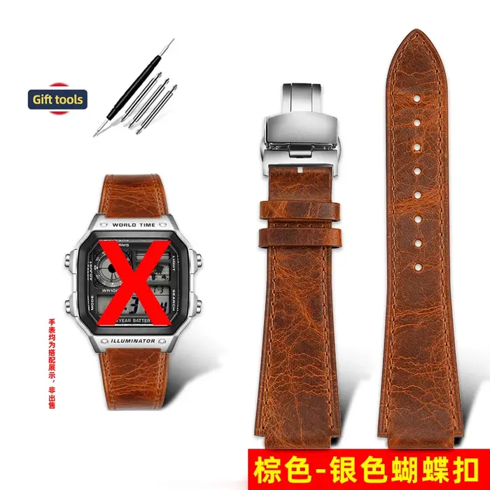 Pour Casio rétro Bracelet de montre en cuir véritable AE1200/1300 A158W/159/A168 F-91W W-216H