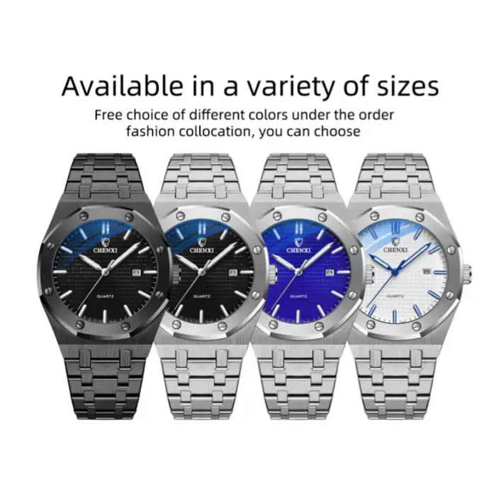 CHENXI 8248 chronographe Date affaires étanche montre pour hommes en acier inoxydable lumineux mode libre tendance