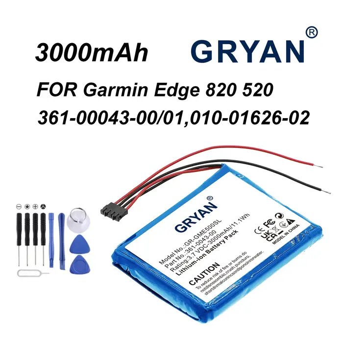 Batterie 3000mAh GPS 010-01626-02 361-00043-01 361-00043-00 pour Garmin Edge 820 520 200 205 500