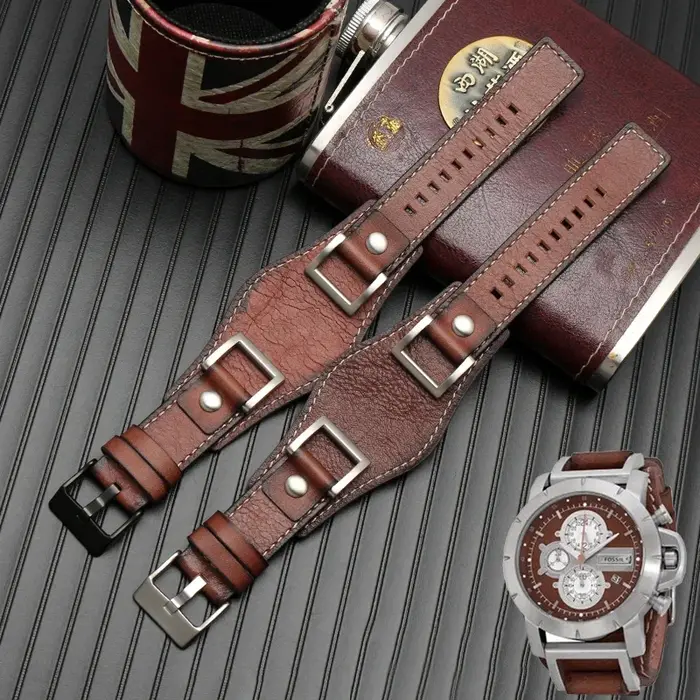 Bracelet de montre en cuir véritable pour Fossil JR1157
