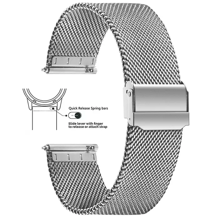 Bracelet de montre en maille d'acier inoxydable Milan
