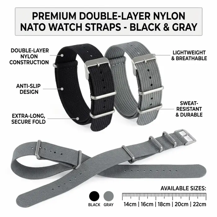 Bracelet de montre NATO vintage à dégagement rapide 14/16/18/20/22 mm