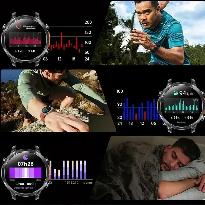 2026 GPS Smartwatch pour hommes 1.7 HD écran militaire montre intelligente IP68 étanche lampe de poche 100 Modes de Sport 720mAh grande batterie