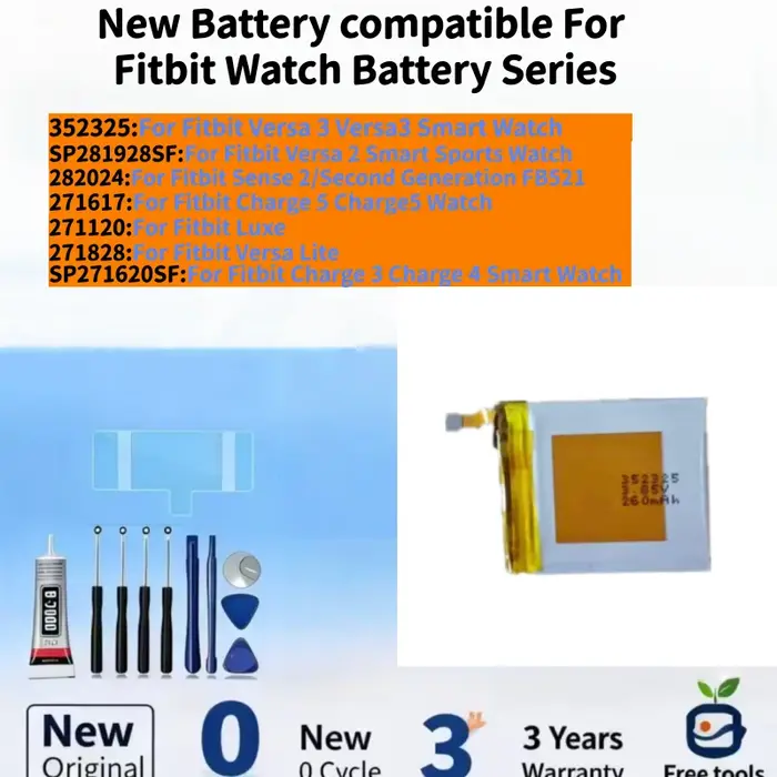 Nouvelle batterie compatible avec Fitbit Versa 3 / Versa 2 / Sense 2 / Charge 5 / Luxe / Versa Lite 
