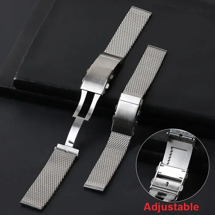 Bracelet en maille milanaise 18 mm 20 mm 22 mm pour poignet large