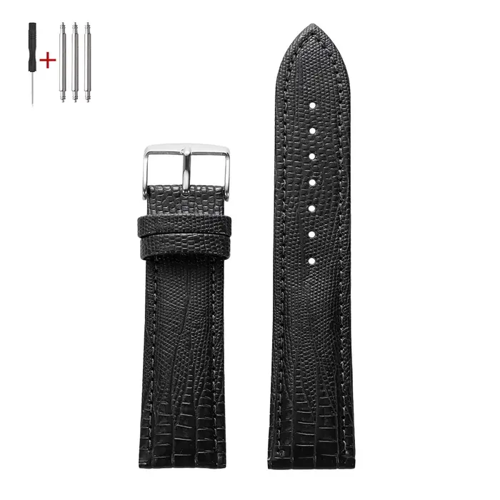Bracelet en cuir à motif lézard, 18mm, 20mm, 22mm, noir, rouge, accessoires de montre pour hommes, p