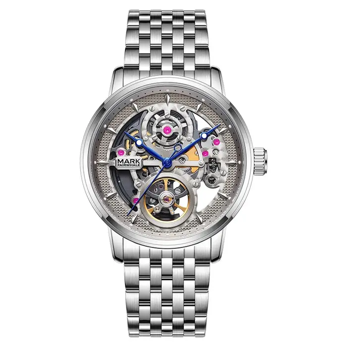 Montre mécanique automatique pour homme MARK FAIRWHALE, boîtier en métal de 40 mm, bracelet, étanche