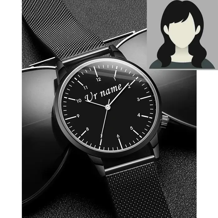 Montre-bracelet personnalisée avec gravure gratuite de votre nom, logo ou texte, pour homme et femme