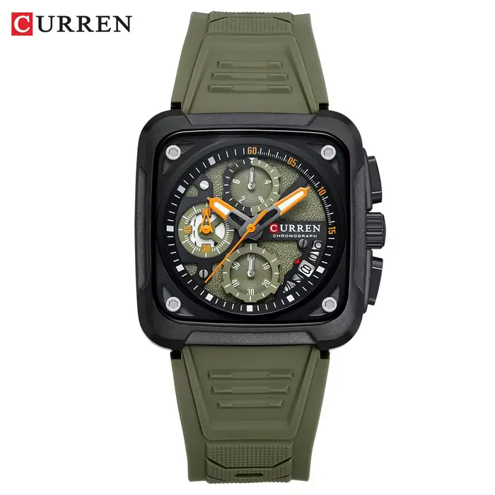 CURREN montres pour hommes marque sportive cadran carré Unique avec chronographe montre-bracelet à Q