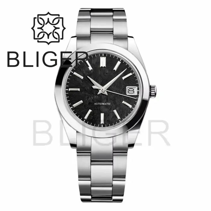 BLIGER 36mm39mm logo personnalisé cadran vert montre Sakura rose glace bleu Texture