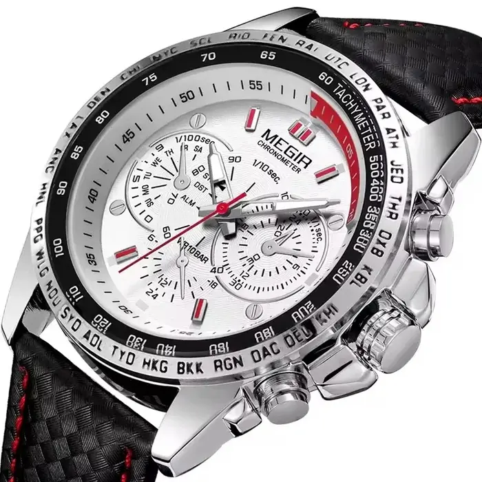 Montre à quartz pour homme MEGIR 1010 avec bracelet en cuir