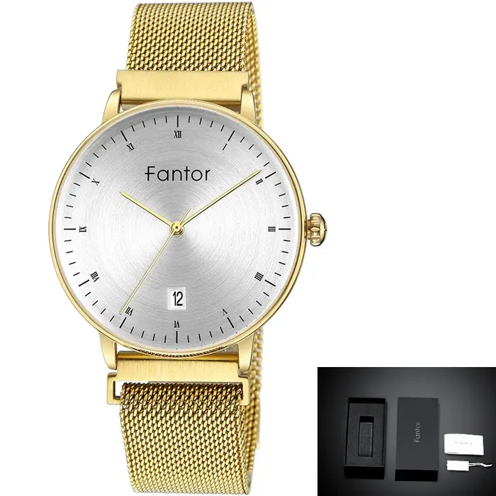 Fantor – montre-bracelet en argent pour femmes, maille magnétique, étanche, élégante, à la mode, gra