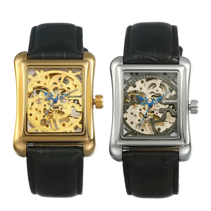 LANCARDO – montre mécanique automatique pour hommes, montre-bracelet Simple avec bracelet en cuir