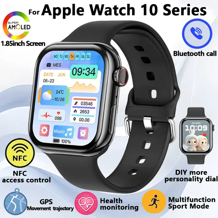 Pour Apple Watch 10 montre intelligente GPS NFC plus de personnalité cadran femmes surveillance de la santé Mode sport musique Bluetooth appel Smartwatch