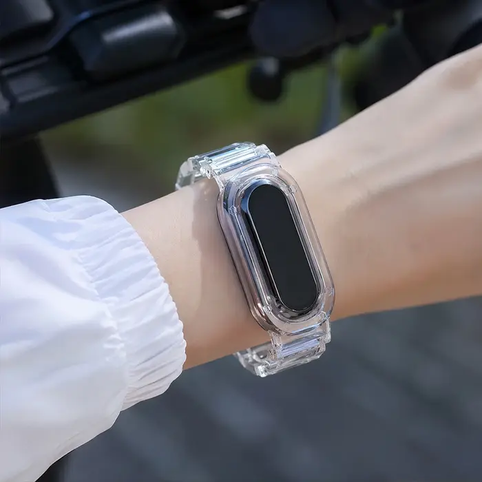 Bracelet de montre en TPU transparent avec étui de protection antichoc
