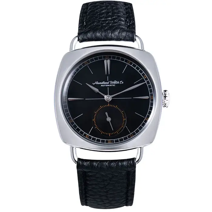 Hruodland rétro hommes montres mécaniques automatiques F028 acier inoxydable cuir marron étanche 10Bar reloj hombre