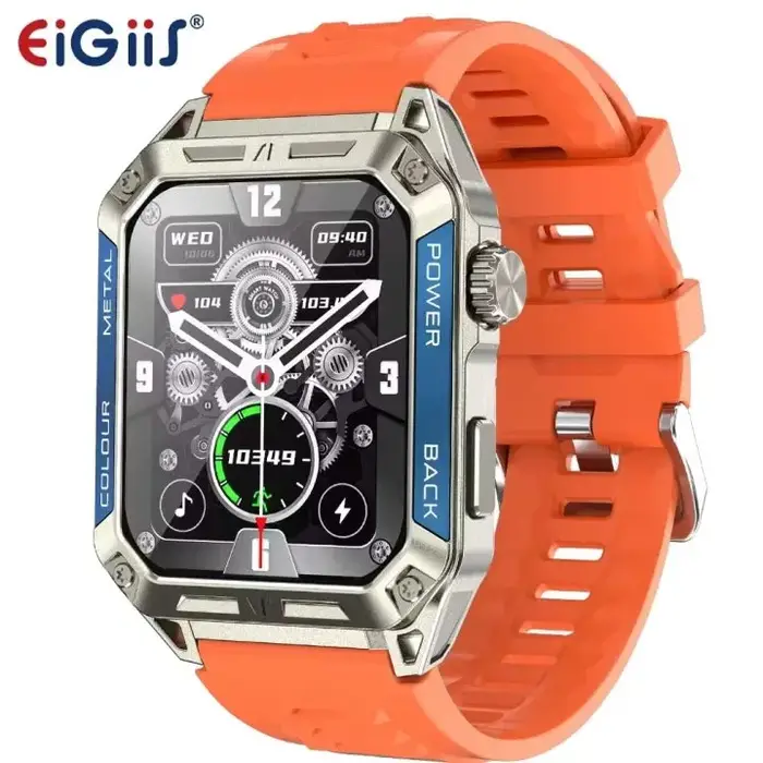 EIGIIS hommes montres intelligentes 1.91 "HD écran tactile 108 + Modes sportifs Fitness Tracker avec fréquence cardiaque SpO2 moniteur de sommeil podomètre