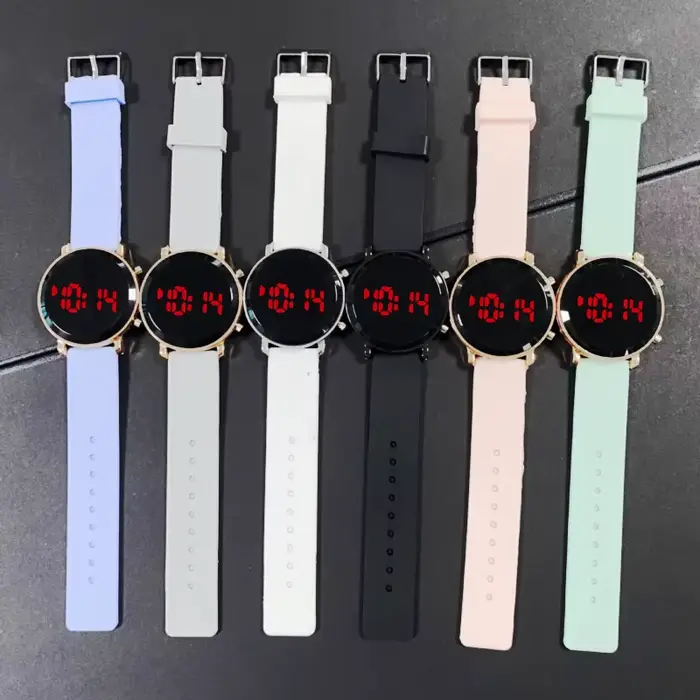 Montres numériques pour femmes mode Simple cadran rond montre LED Sport décontracté hommes montre-bracelet électronique