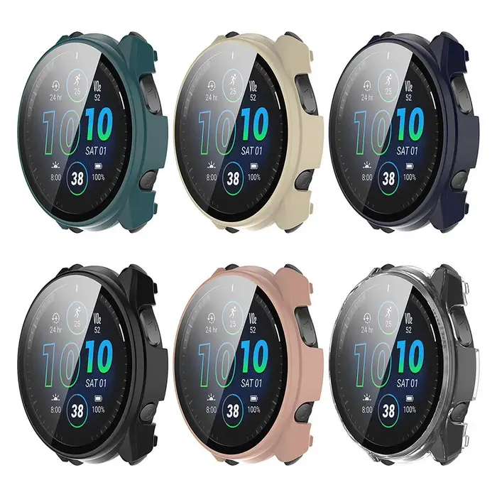 PC + étui en verre pour Garmin Forerunner 255 255S 265 265S 965