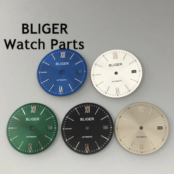 BLIGER 31mm noir bleu vert argent gris cadran de montre adapté au mouvement NH35