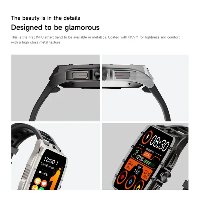 IMIKI montre intelligente 1.64 ''HD AMOLED affichage Bluetooth appels téléphoniques 1 ATM étanche 10