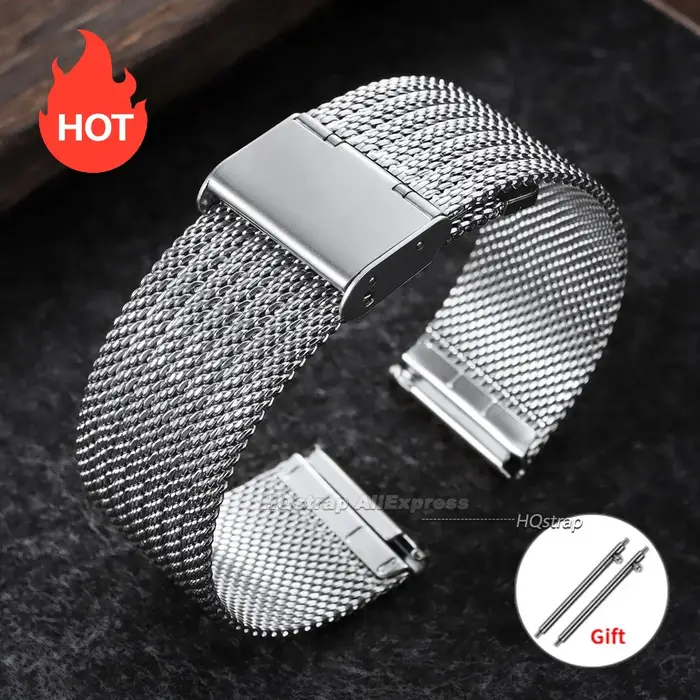 Bracelet de montre en maille milanaise 0.6, 18mm 20mm 22mm, universel, pour Seiko, DW Sport, accesso
