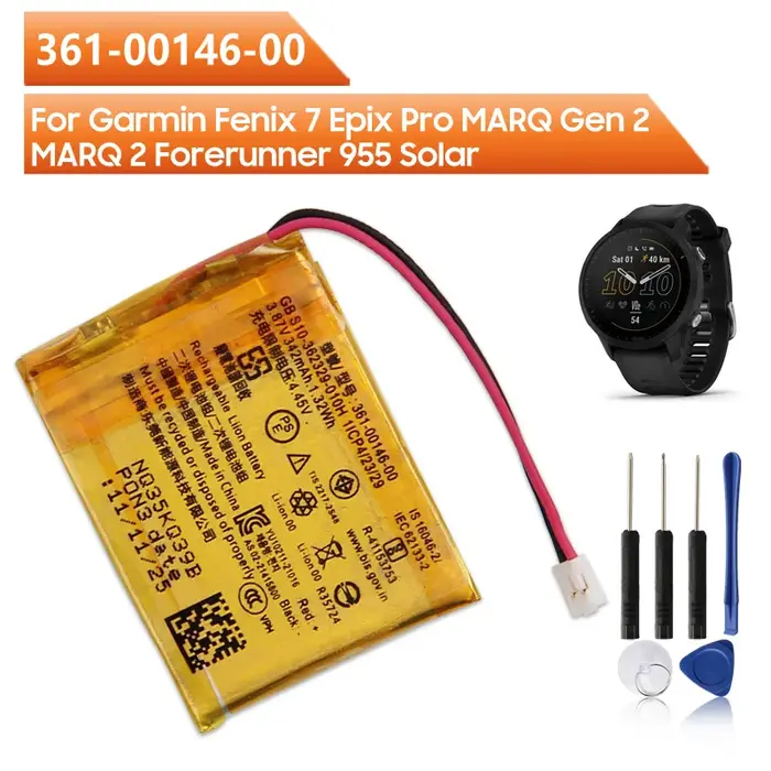 Nouvelle batterie de remplacement pour montre connectée Garmin Forerunner 955 955 Solar Fenix7 Epix