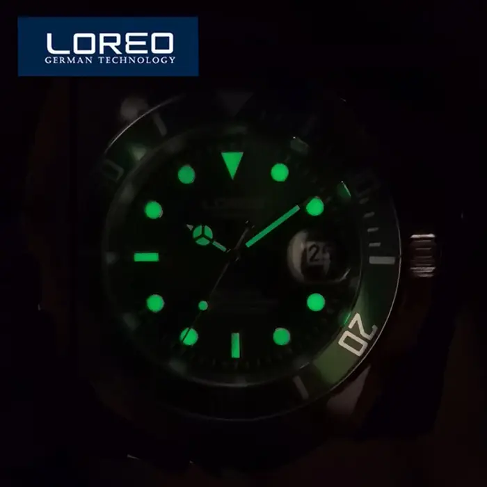 LOREO Style classique plongée 200m montre de Sport automatique hommes saphir miroir mouette mouvement Date lumineux montres mécaniques