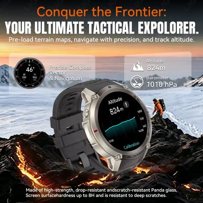 Montre connectée GPS LIGE précise avec écran AMOLED de 1