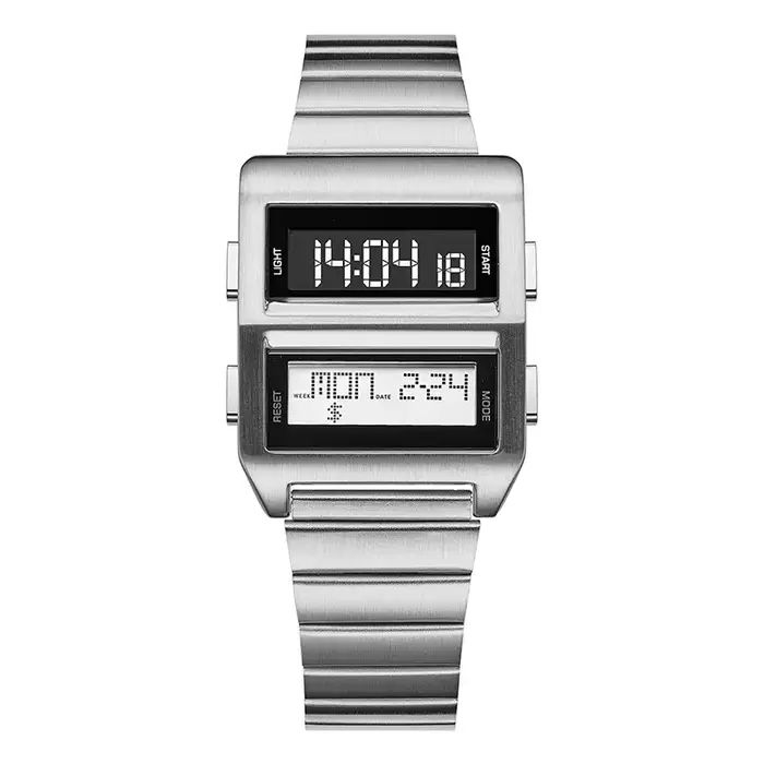 Montre à double écran matriciel, 2 écrans LCD, fusion vintage et futuriste, mélange de nostalgie, te